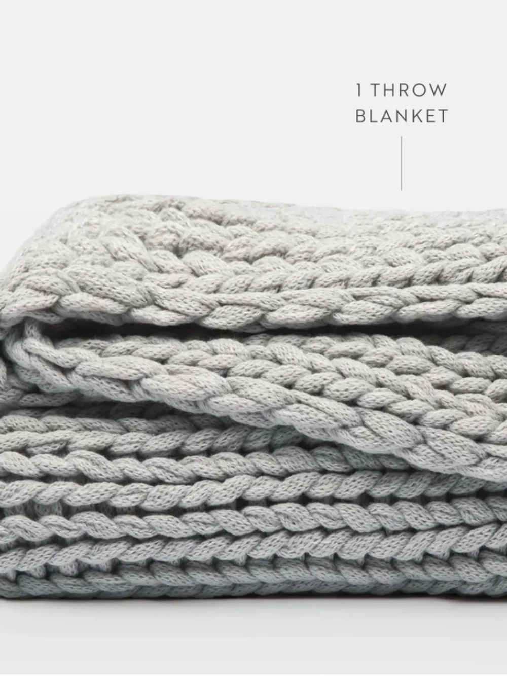 NWT Linens & Hutch Chunky Knit Throw Blanket Light Gray 47”x59” Oversized Cozy